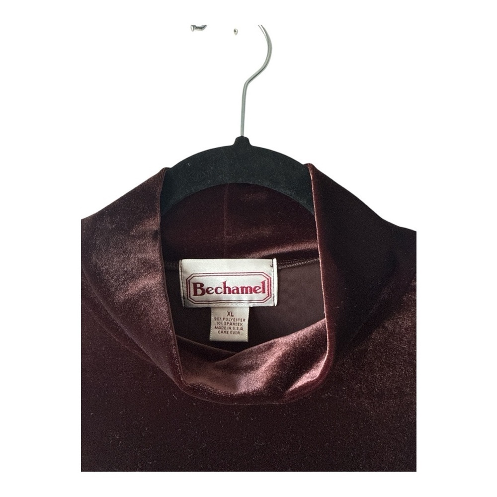 Vintage 90s Bechamel Burgundy Velvet Long Top/Mini dress - Picture 2 of 4